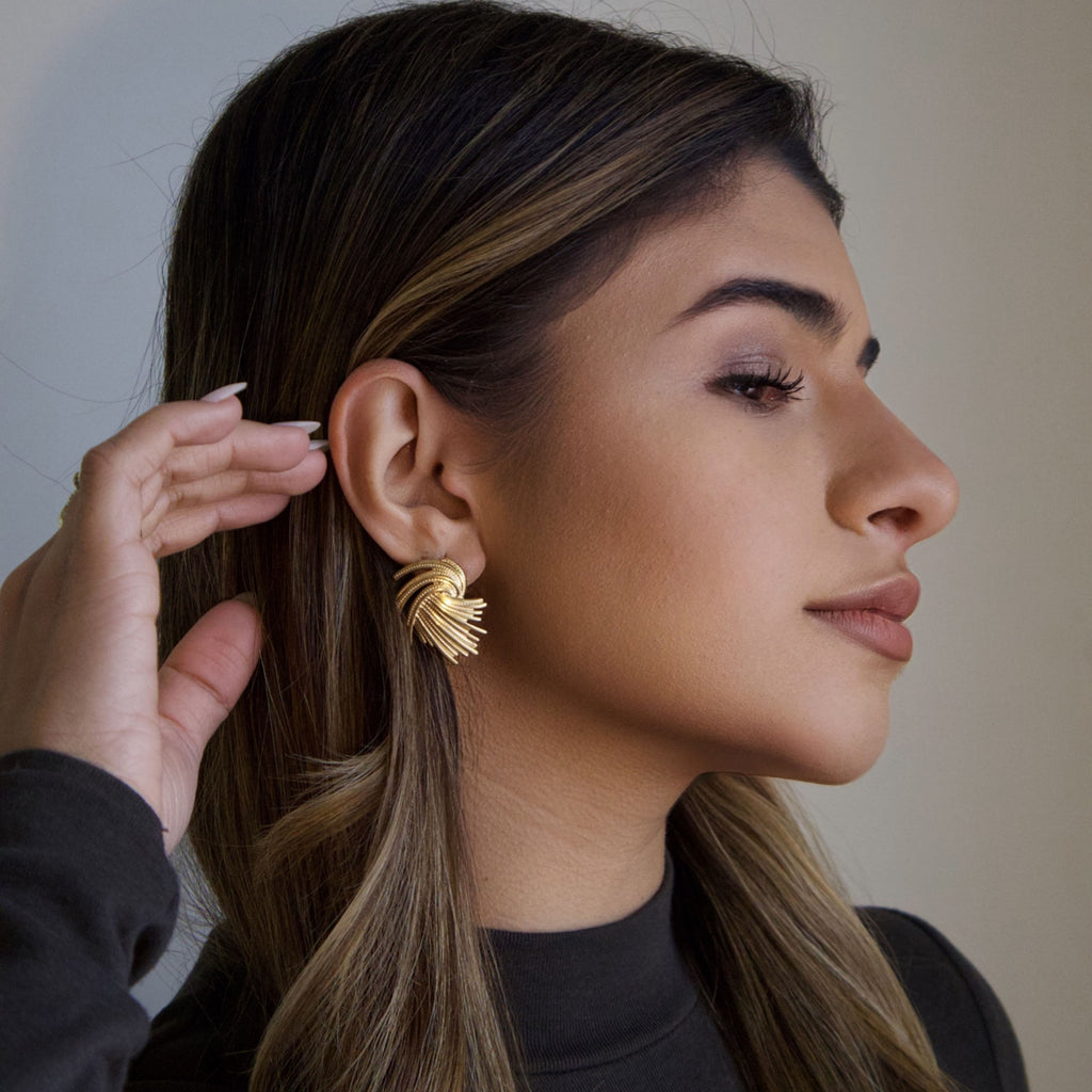 Sculptural Fan Stud Earrings