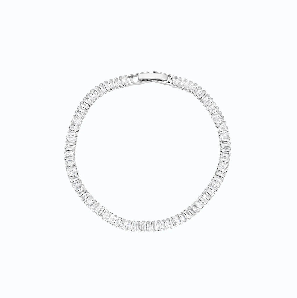 Silver crystal chain bracelet with clear stone detailing
