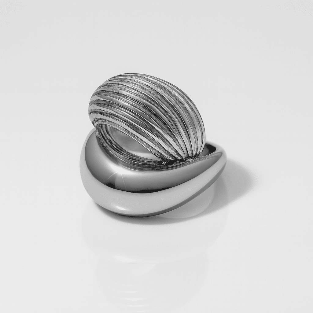 Silver ring with molten drop texture